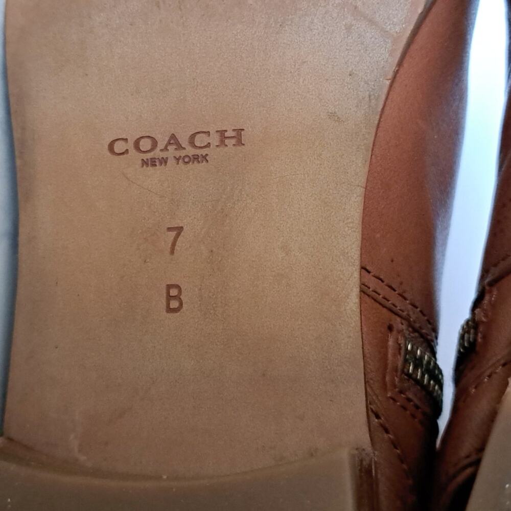 COACH Micha Leather Tall Riding Boots Size 7 Cinnamon Brown - Picture 10 of 11